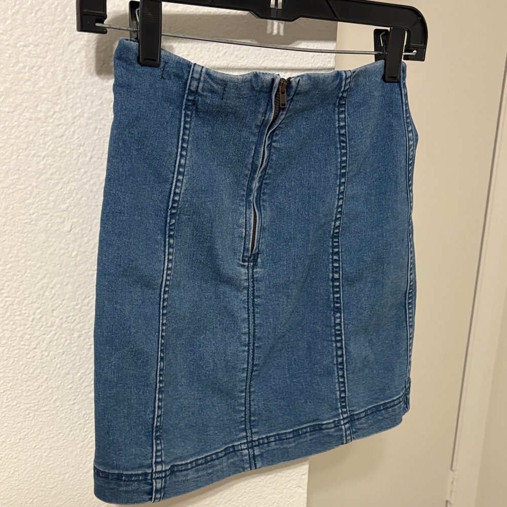 Free People Paneled Blue Denim Mini Skirt - Picture 3 of 3
